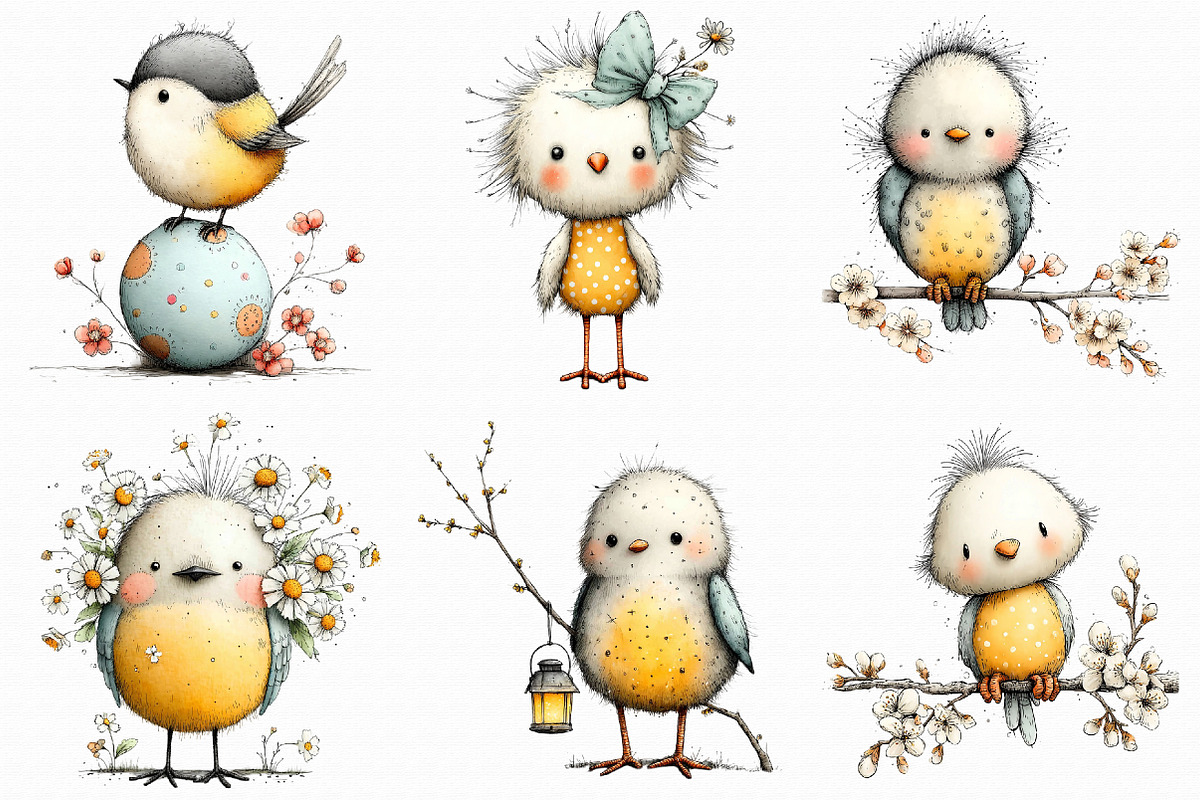 Whimsical Easter Bird Clipart, an Illustration by Libby Wishes (Photo 5 of 7)
