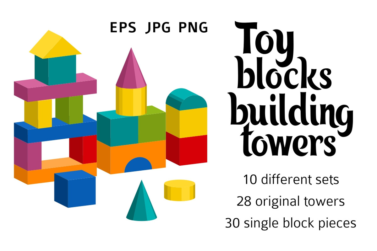 Toy blocks building towers, an Education Illustration by Primula`s shop (Photo 1 of 4)