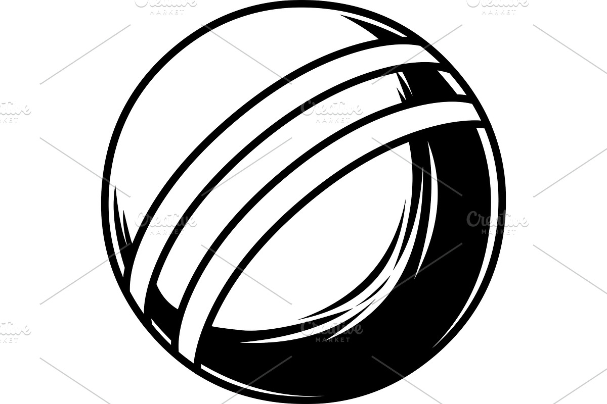 Black And White Cricket Ball, an Illustration by HitToon