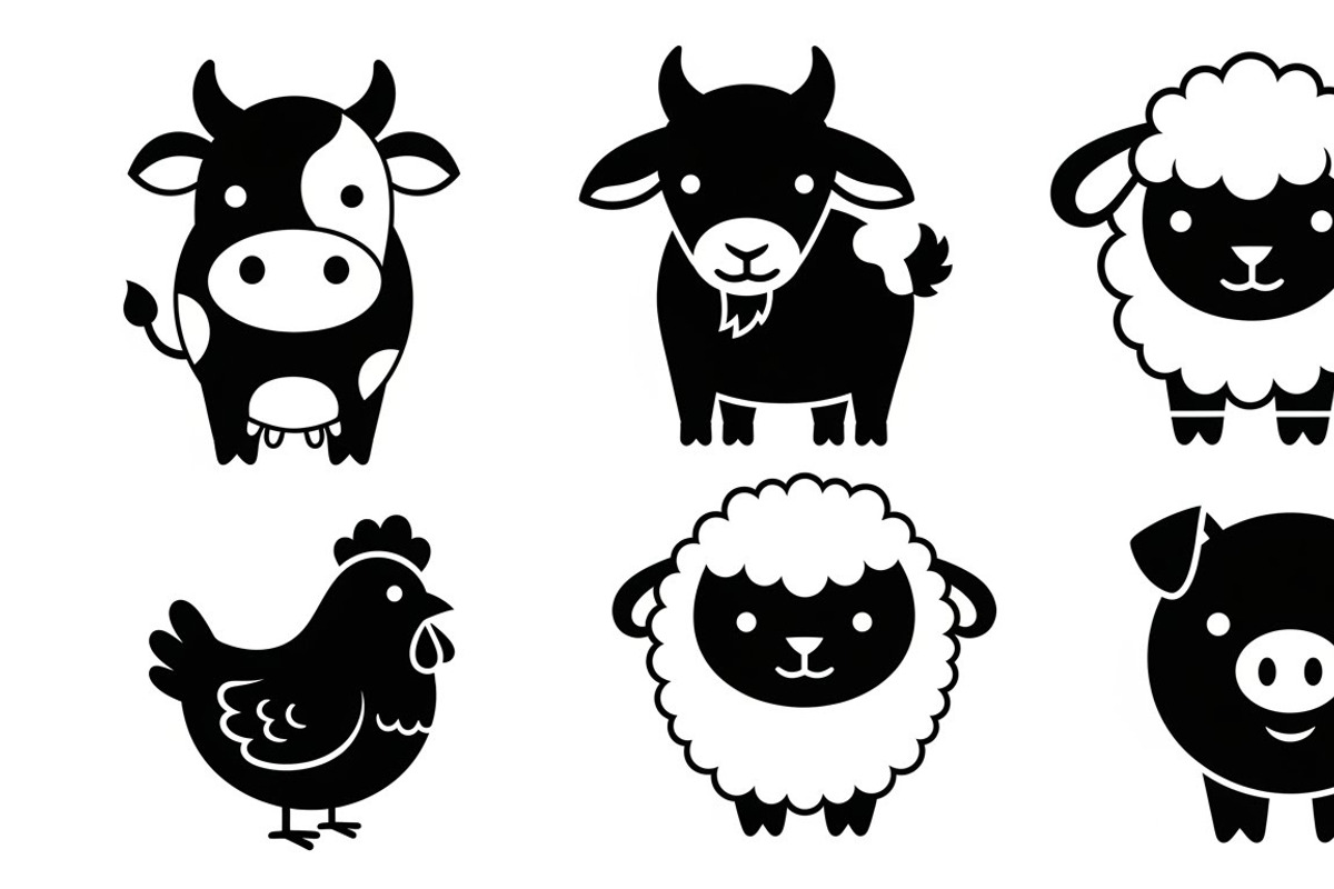 Cute Farm Animal Silhouette Bundle, an Illustration by hafijul (Photo 43 of 51)