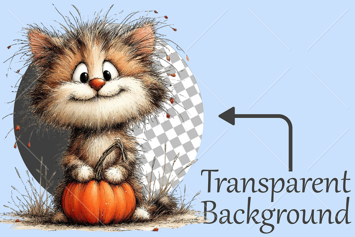 Whimsical Cute Autumn Cat Clipart, a Seasonal Illustration by Canvas Craft (Photo 2 of 10)
