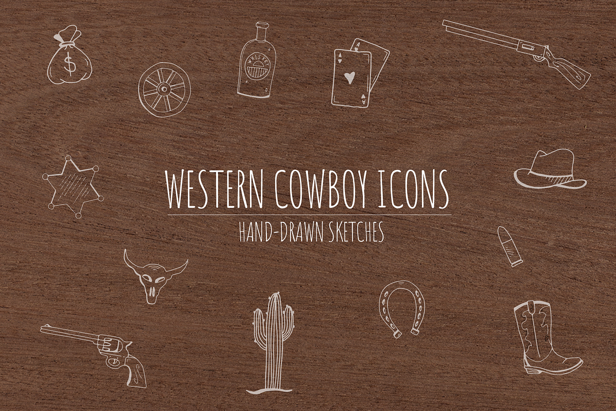 Hand-Drawn Western Cowboy Icons, an Illustration by Chuck Pearson (Photo 3 of 3)