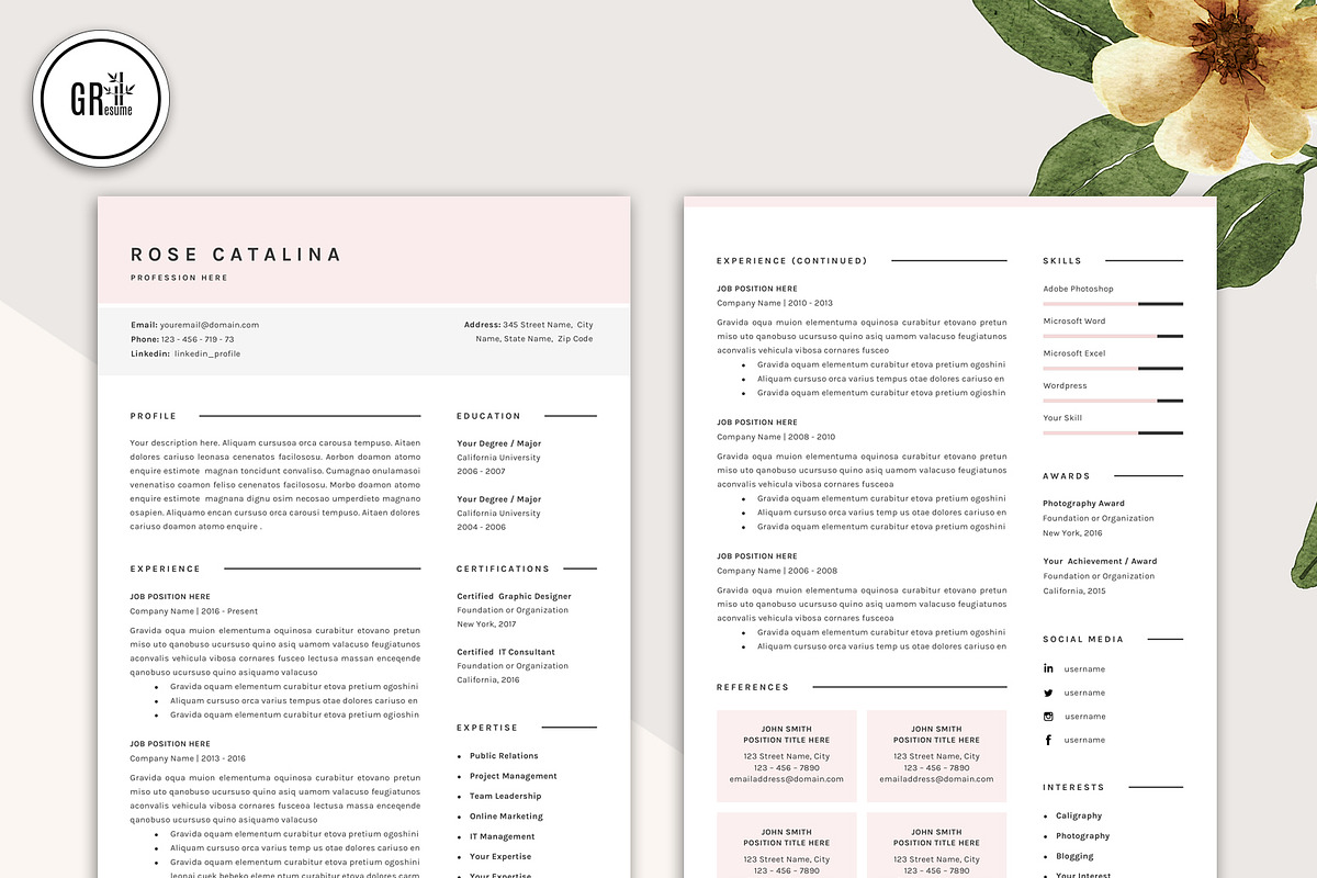 Professional Resume Template - Word, a Resume Template by GResume (Photo 3 of 7)