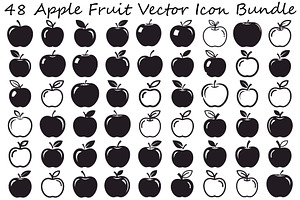 Apple Fruit Vector Icon Bundle, an Illustration by musafir_fashion