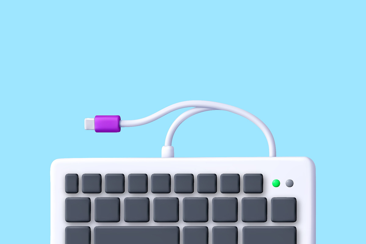3D Computer keyboard connected by, a Technology Illustration by Abscent (Photo 3 of 3)