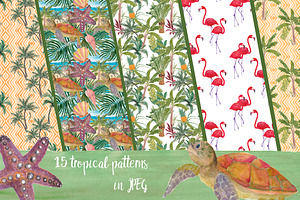 15 WAtercOlor Tropical Patterns