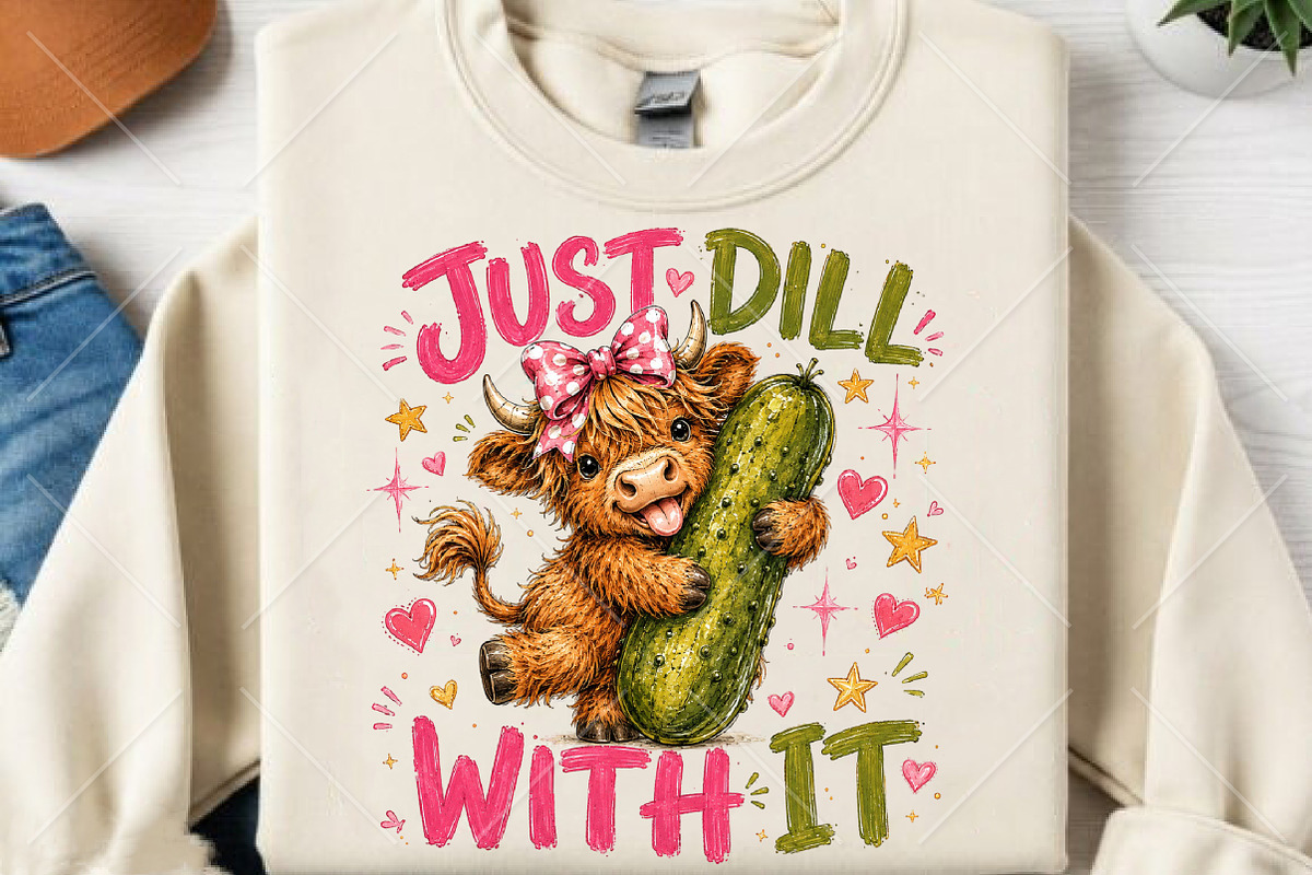 Just Dill with Pickle Highland Cow, a Seasonal Illustration by Canvas Craft (Photo 2 of 6)
