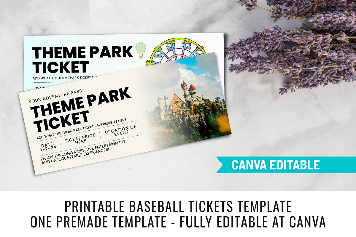 Theme Park Trip Ticket Template, a Card Template by Snapybiz (Photo 6 of 10)