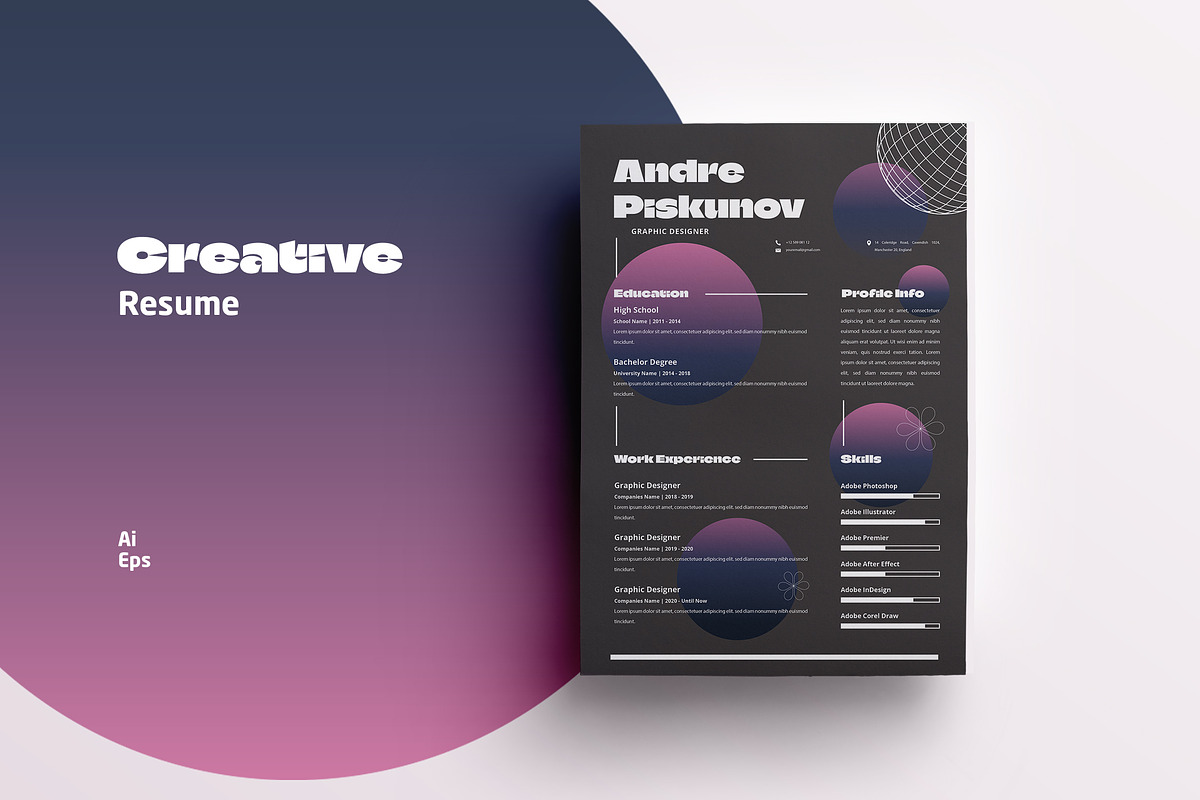 Modern Creative Resume Template, a Resume Template by Jiwstudio (Photo 1 of 2)