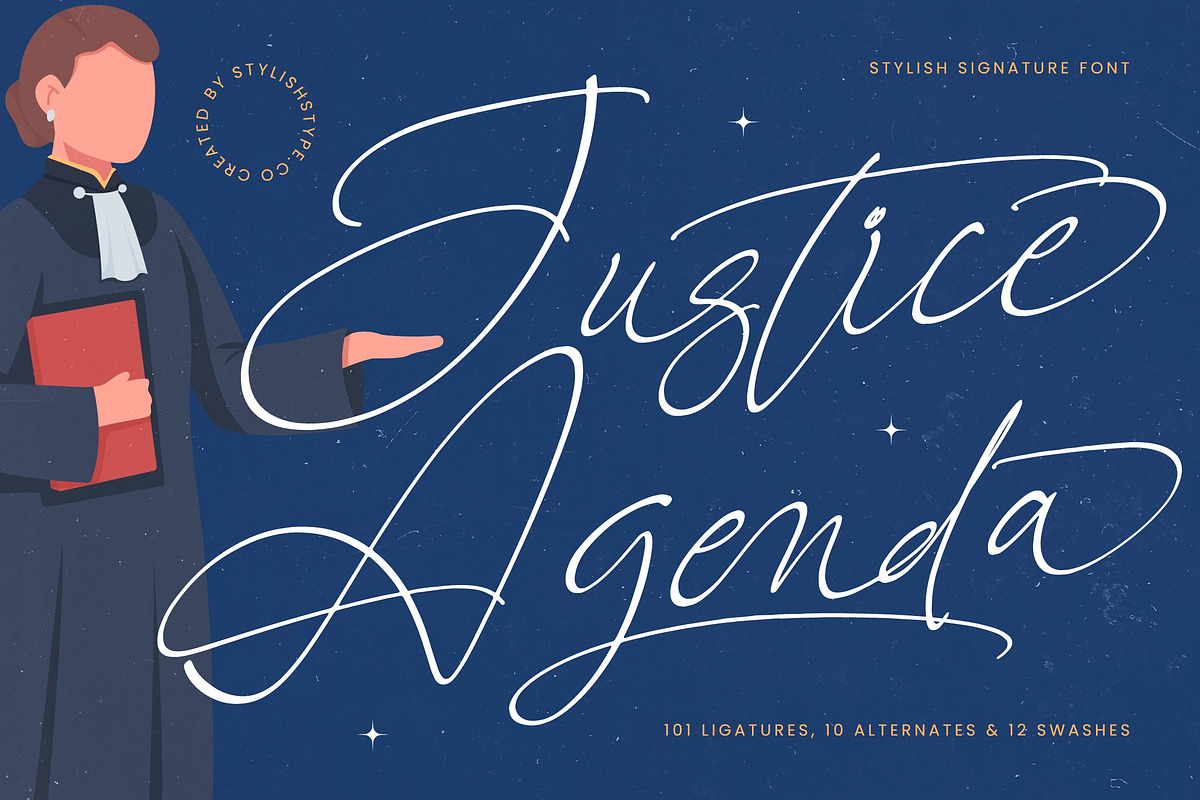 Justice Agenda Stylish Signature, a Script Font by stylishtype.co (Photo 1 of 20)