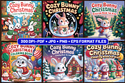 70 Cozy Bunny Christmas Coloring, a Seasonal Illustration by Design Station (Thumbnail 3 of 5)