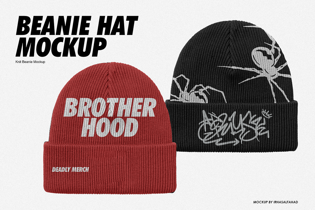 Beanie Hat Mockup, a Hat Mockup by Irhasalfahad (Photo 1 of 3)