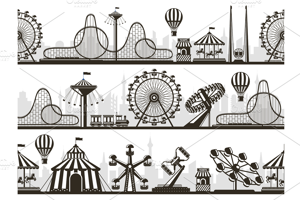 Amusement park views. Attractions, a Background Graphic by winwin.art