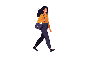Confident young woman walking in cas, an Illustration by designvectx