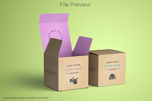 Kraft Paper Cube Box Package Mockup