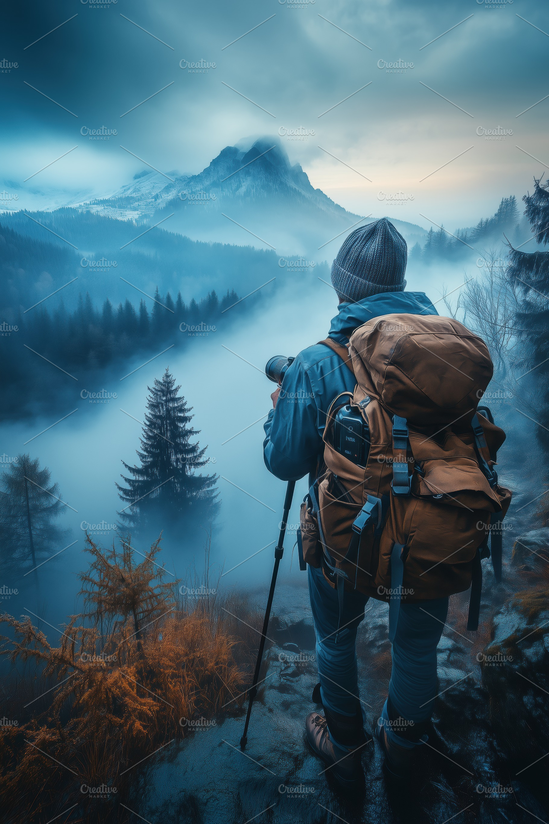 A photographer sonline course producer tanding on a rocky ledge, overlooking a, a Person Photo by Textures & Backgrounds