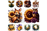 Enchanted Woodland & Sunflowers Set, a Seasonal Illustration by ThatsDesignArt (Thumbnail 8 of 10)