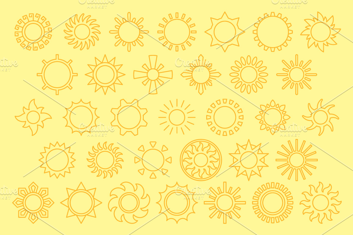 SUNS outline icons: 10 versions, an Outline Icon by beguima (Photo 6 of 11)
