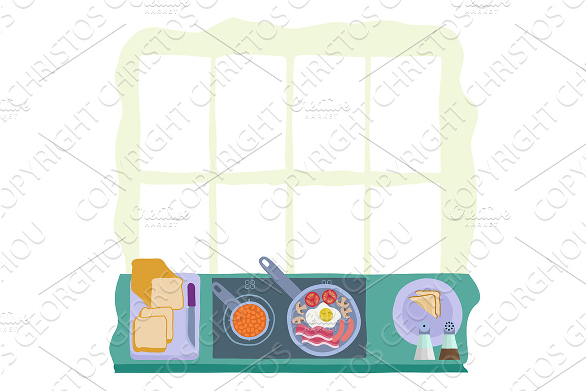 Cooking Food Full English Fried, a Food Illustration by Christos Georghiou