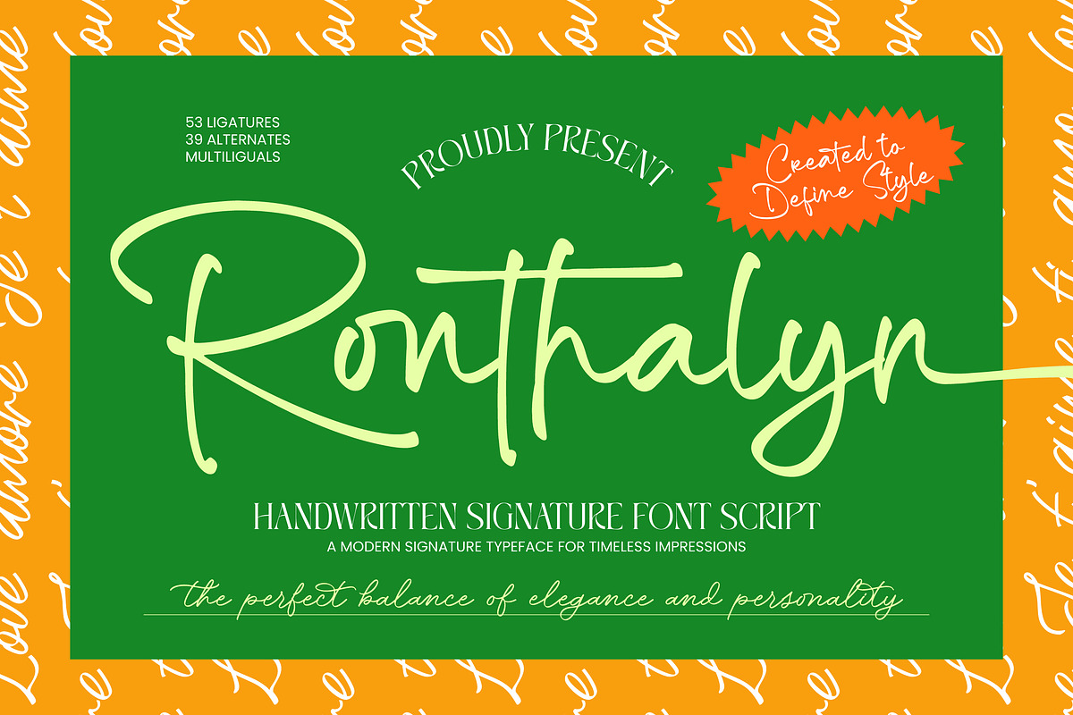 Ronthalyn Handwritten Signature Font, a Script Font by Letterena Studios Script (Photo 1 of 15)