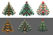 Christmas Tree Damask Clipart, an Illustration by Designworld (Thumbnail 2 of 5)
