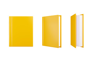 3d Standing Book With Blank Yellow