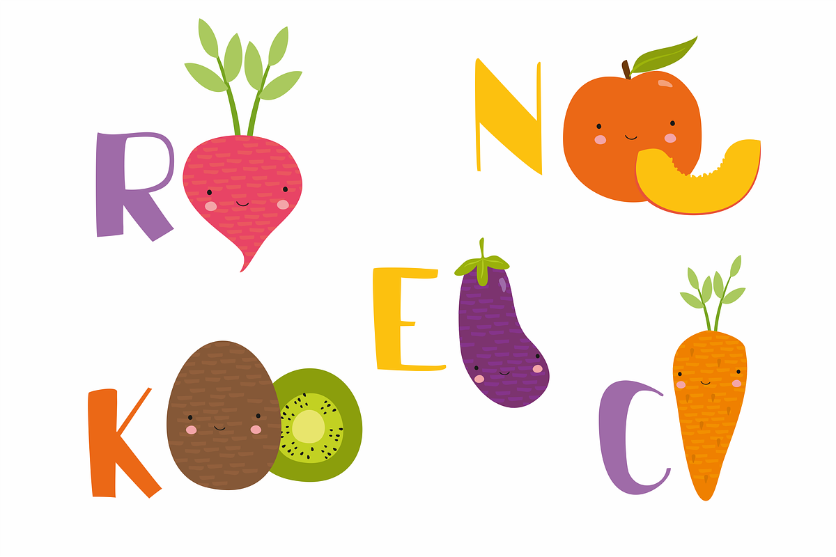 Alphabet vegetables and fruits kids, a Food Illustration by Lesya Skripak (Photo 4 of 4)
