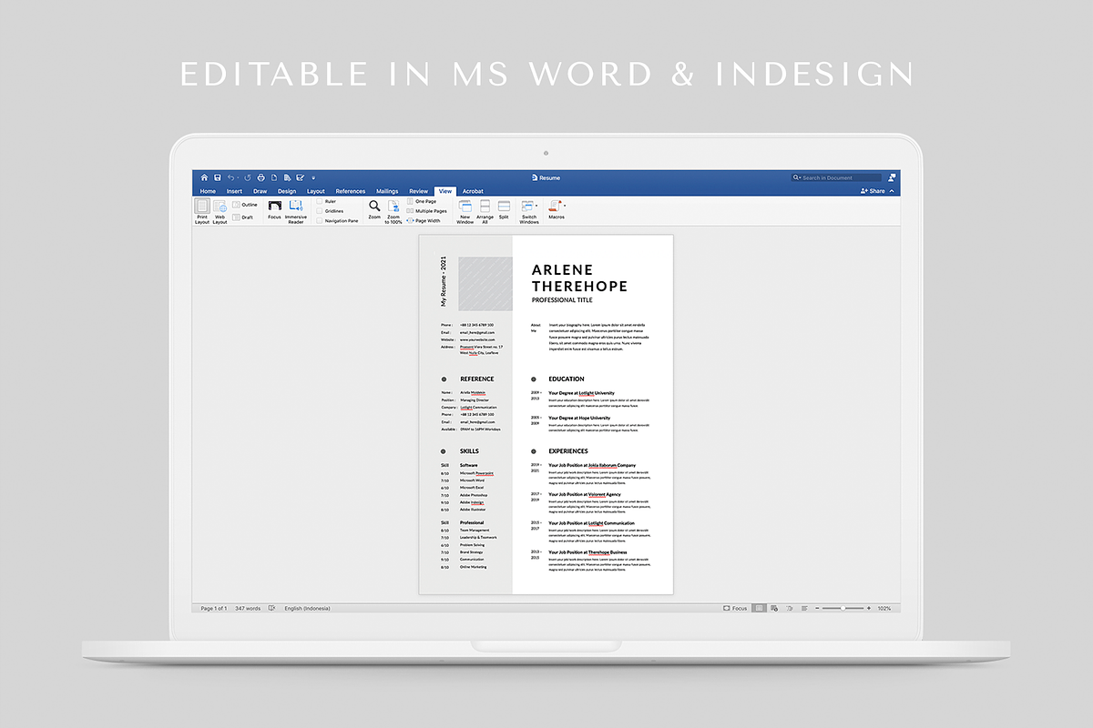 Resume | MS Word & Indesign, a Resume Template by Leaflove