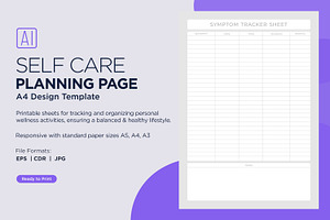 Symptom Tracker Self Care Planner, a Stationery Template by shahsoft