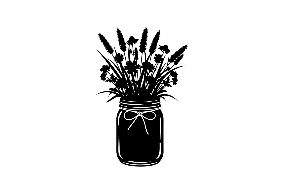 Wildflower Mason Jar SVG Bundle, an Illustration by Designs_River (Photo 5 of 31)