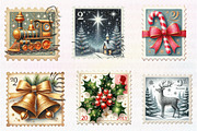 Vintage Christmas Postage Stamps PNG, an Illustration by CreationArt (Thumbnail 2 of 5)
