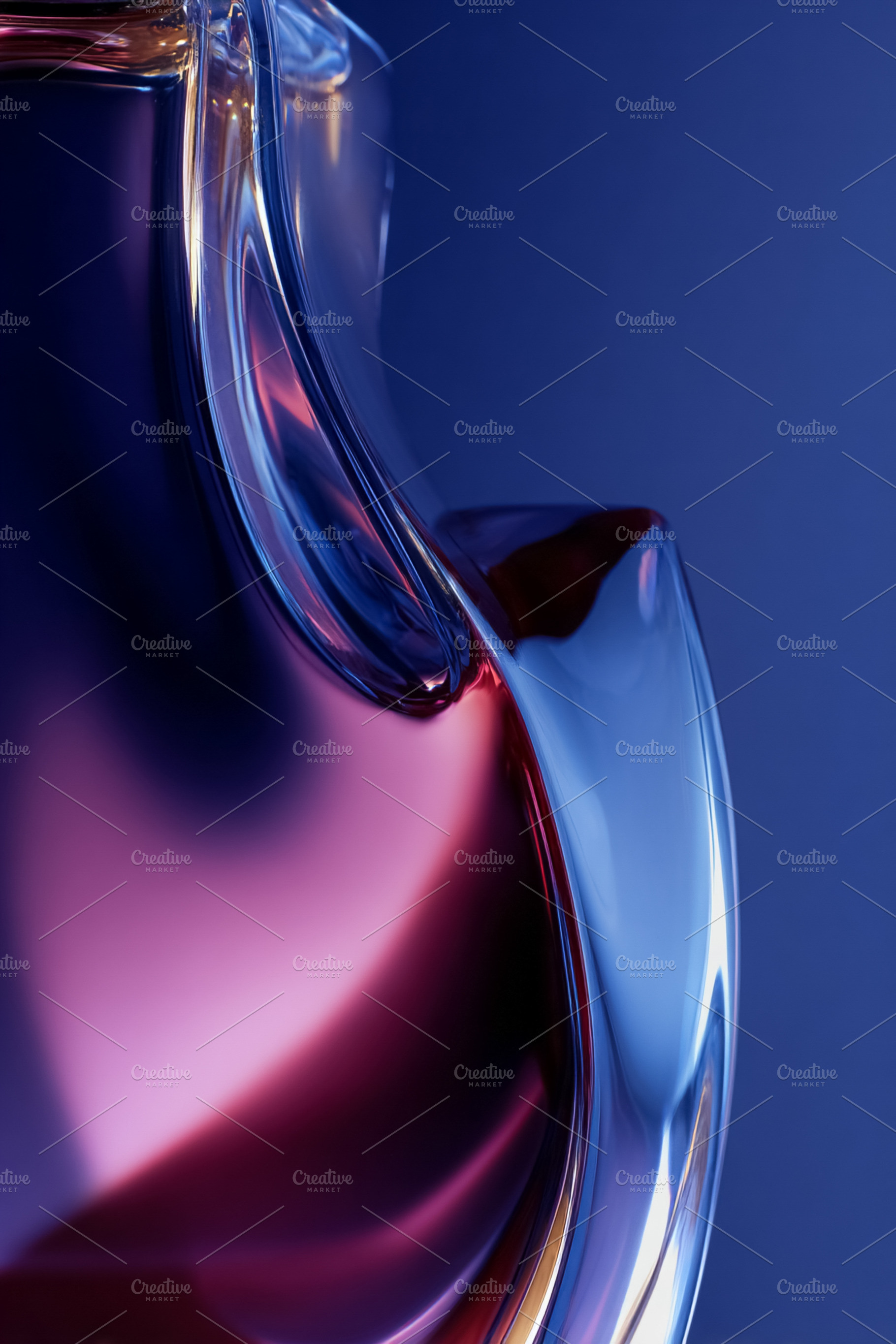 Abstract glass waves reflecting light with smooth curves creatin, a Photo by Studio ANNA