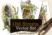 Set of Old Street landscapes, a Texture Illustration by Penndpaper (Thumbnail 1 of 5)