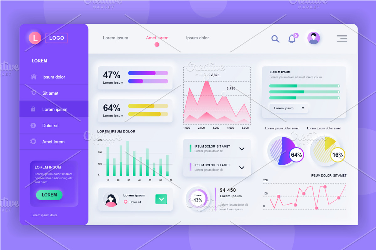 Neumorphic UI Dashboard Admin Panel, a Templates & Theme by alexdndz (Photo 14 of 21)