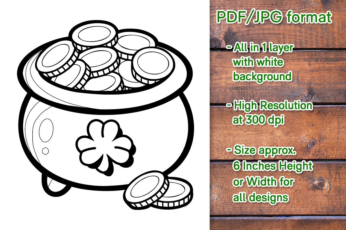 St. Patrick Black & White Clipart, a Seasonal Illustration by V Design Creator (Photo 8 of 8)