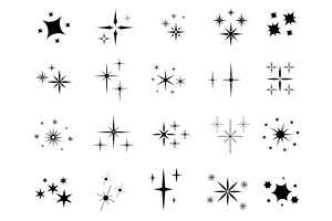Sparks silhouettes. Twinkle star, an Object Illustration by Vectorbuum