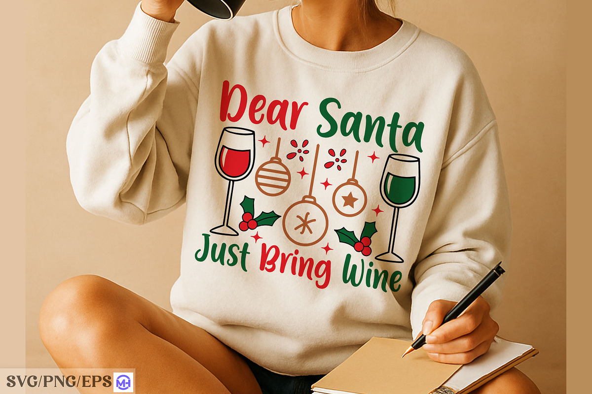 Dear Santa Just Bring Wine Funny SVG, a Graphic by mh_arif (Photo 3 of 4)