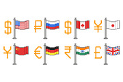 Currency signs and flags. Countries, a Finance Illustration by YummyBuum (Thumbnail 1 of 3)