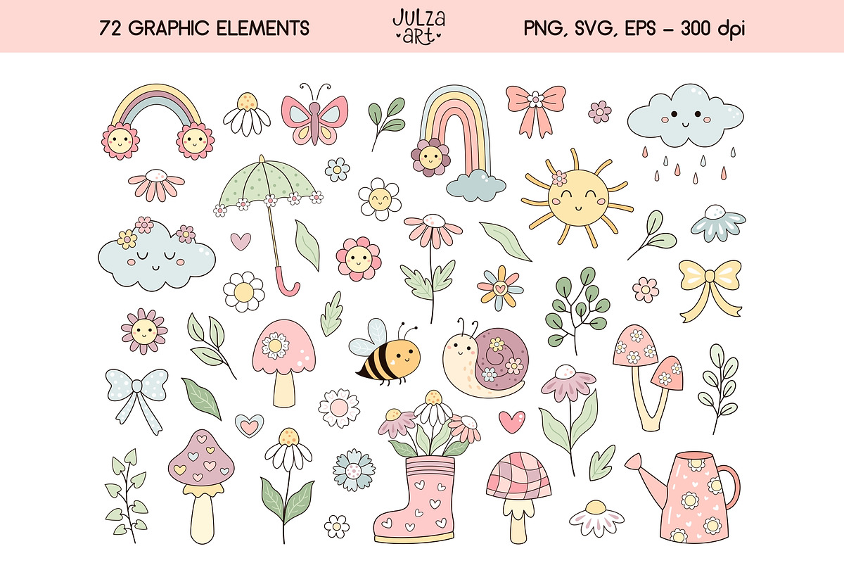 Capybara Clipart - Spring & Summer, a Seasonal Illustration by JulzaArt (Photo 3 of 8)
