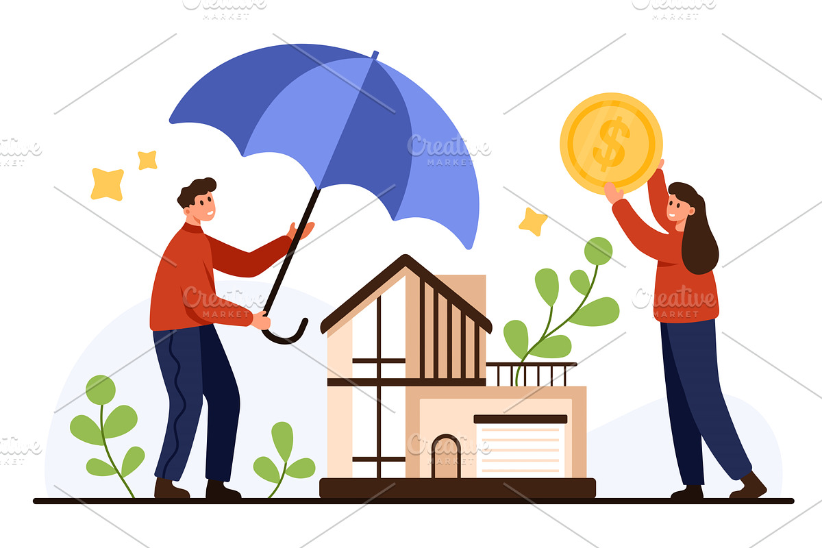 House Insurance Protection Concept, a Finance Illustration by Flashvector