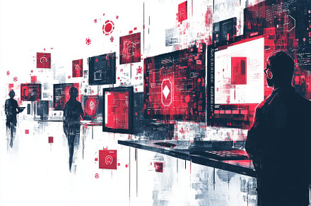 Data Streams Red and Black Digital W, a Background Photo by Pixeness