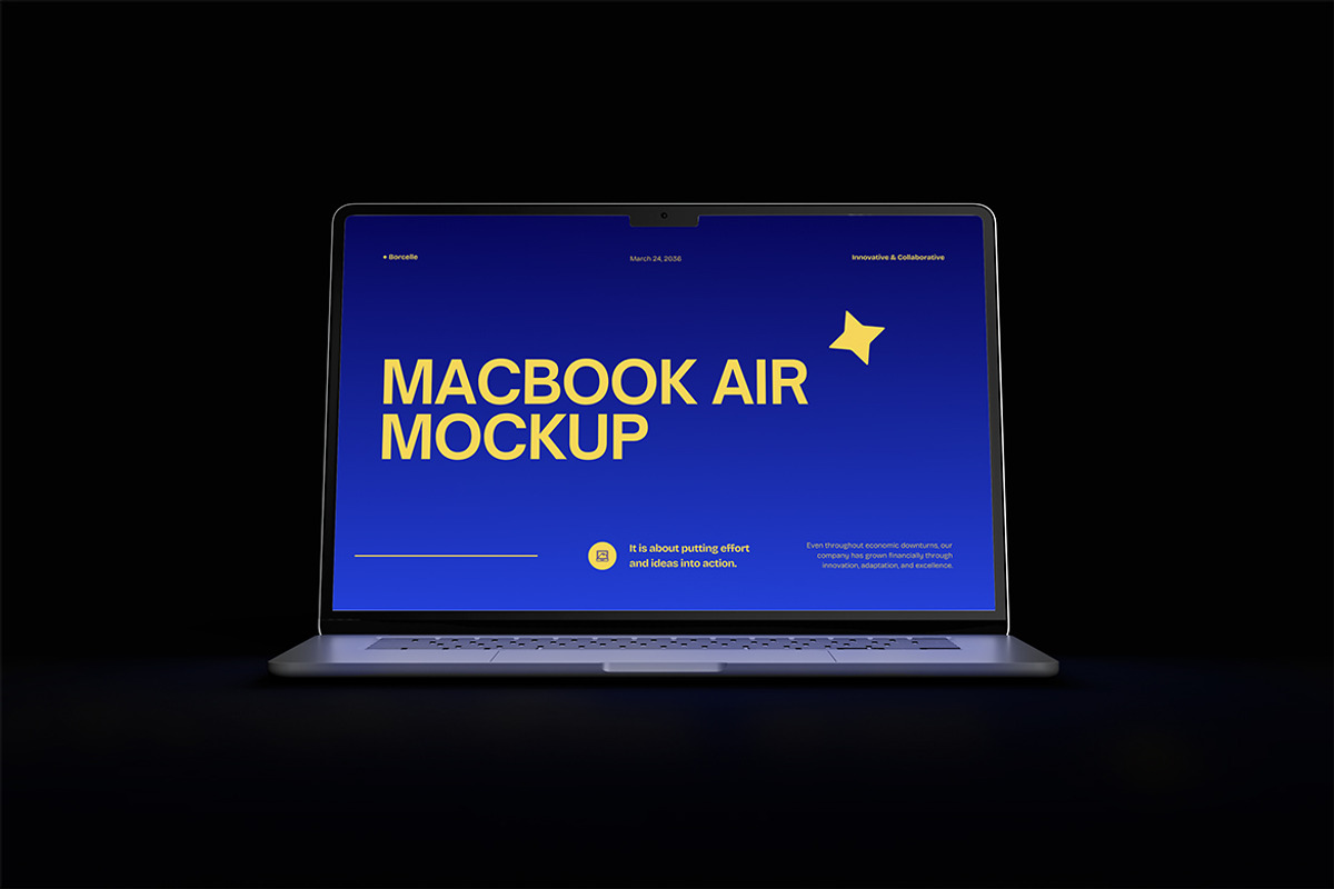 Macbook Air Mockup, an Advertising Mockup by HanaSaka_Studio (Photo 2 of 5)