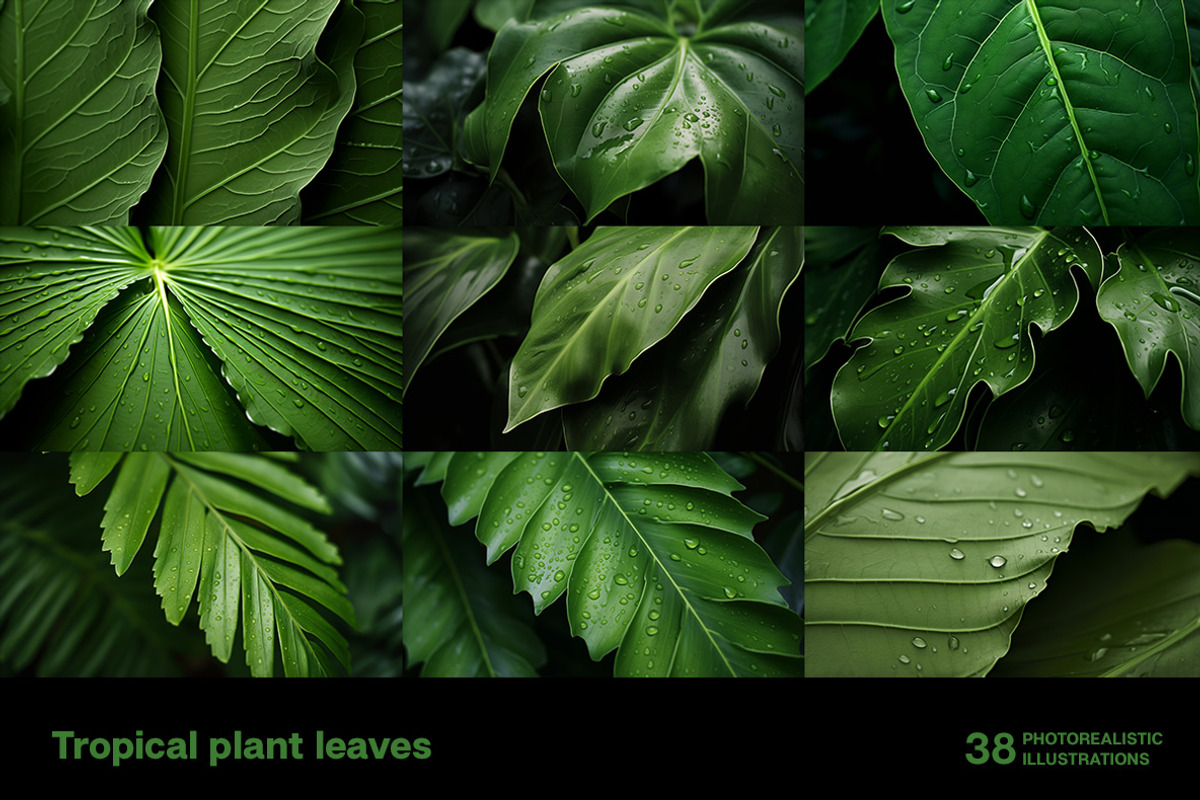 Tropical leaves. 38 images, a Decorative Illustration by Handmadefont (Photo 4 of 10)