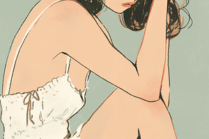 Thoughtful woman sitting on the floor in a reflective and emotional moment, a Photo by AS photostudio