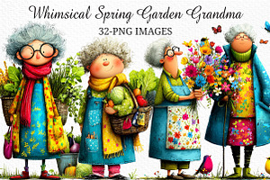 Whimsical Spring Garden Grandma Png, an Illustration by Craft Nest