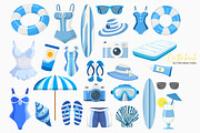 On the beach Vector Clipart Set, a Seasonal Illustration by Universe Mary (Thumbnail 3 of 8)