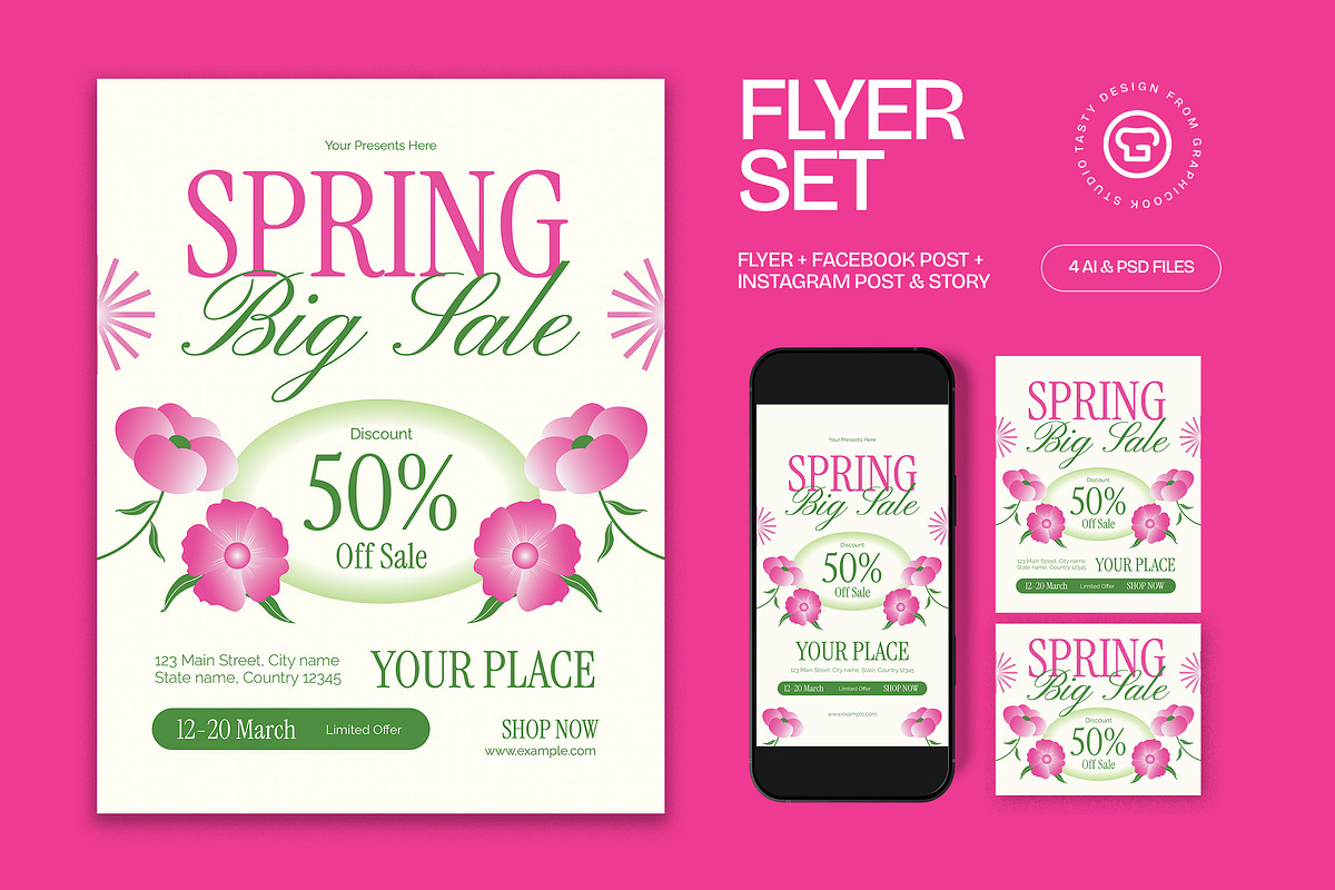 Spring Big Sale Flyer, a Flyer Template by graphicook (Photo 1 of 3)