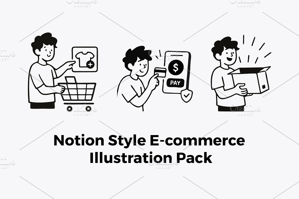 Notion Style E-commerce Illustration, a Work Illustration by Imran Haroon (Photo 1 of 4)