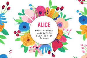 Watercolor Flower Clipart - Alice