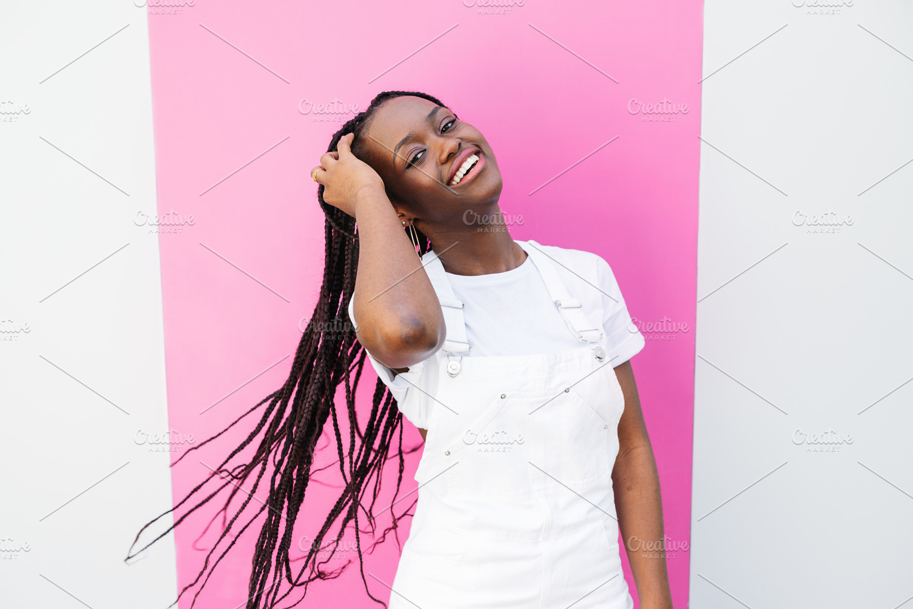 Positive girl in white casual, a Person Photo by Artem Varnitsin
